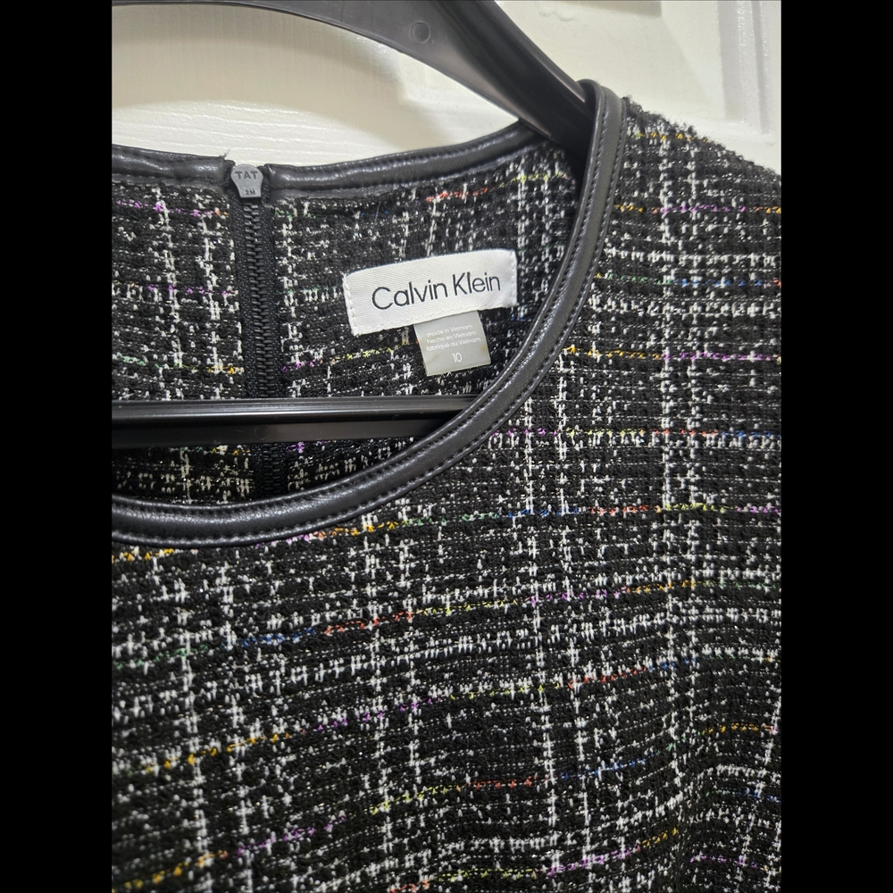 Calvin Klein Black and White Plaid Midi Dress - Picture 2 of 4